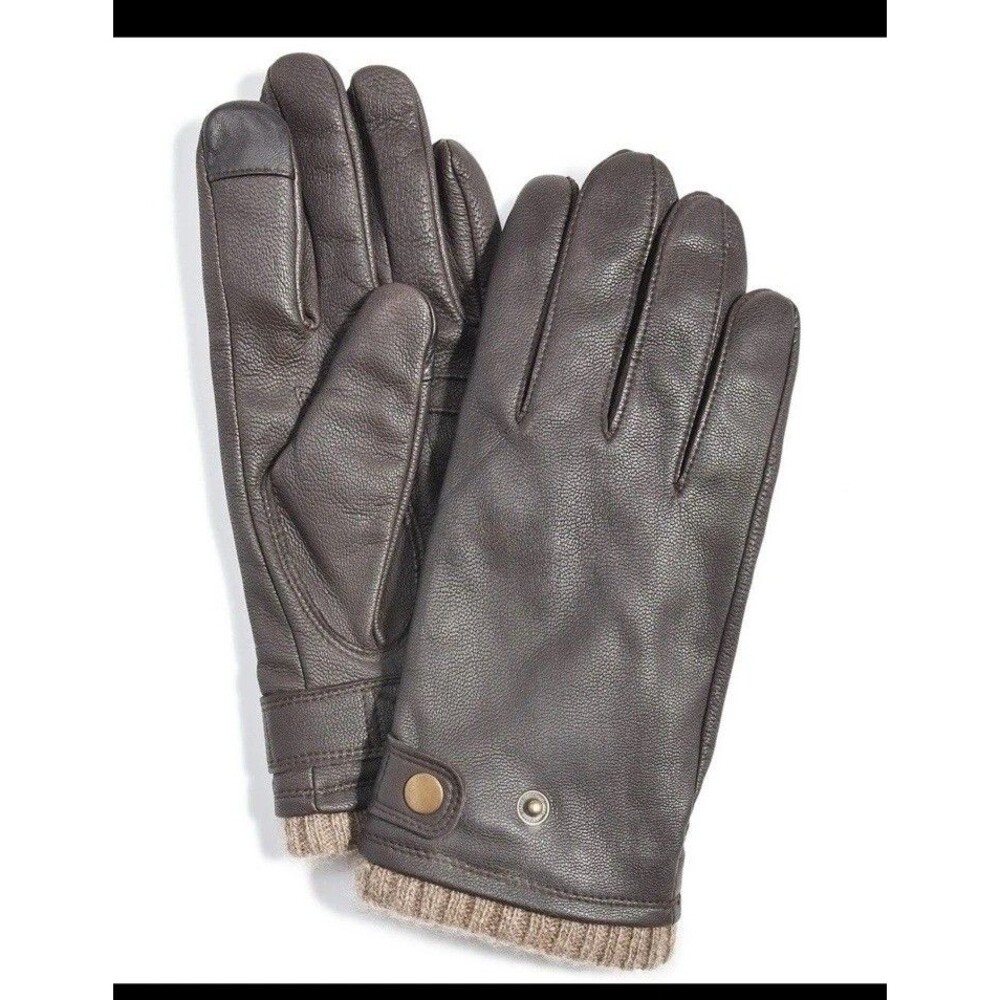 Club Room Men’s Leather with Cashmere Lining Tech Tip Gloves Sz: Small NWT $98
